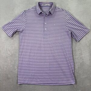 Criquet Mens Medium Purple Striped Golf Polo Shirt Pima Cotton Casual Stretch